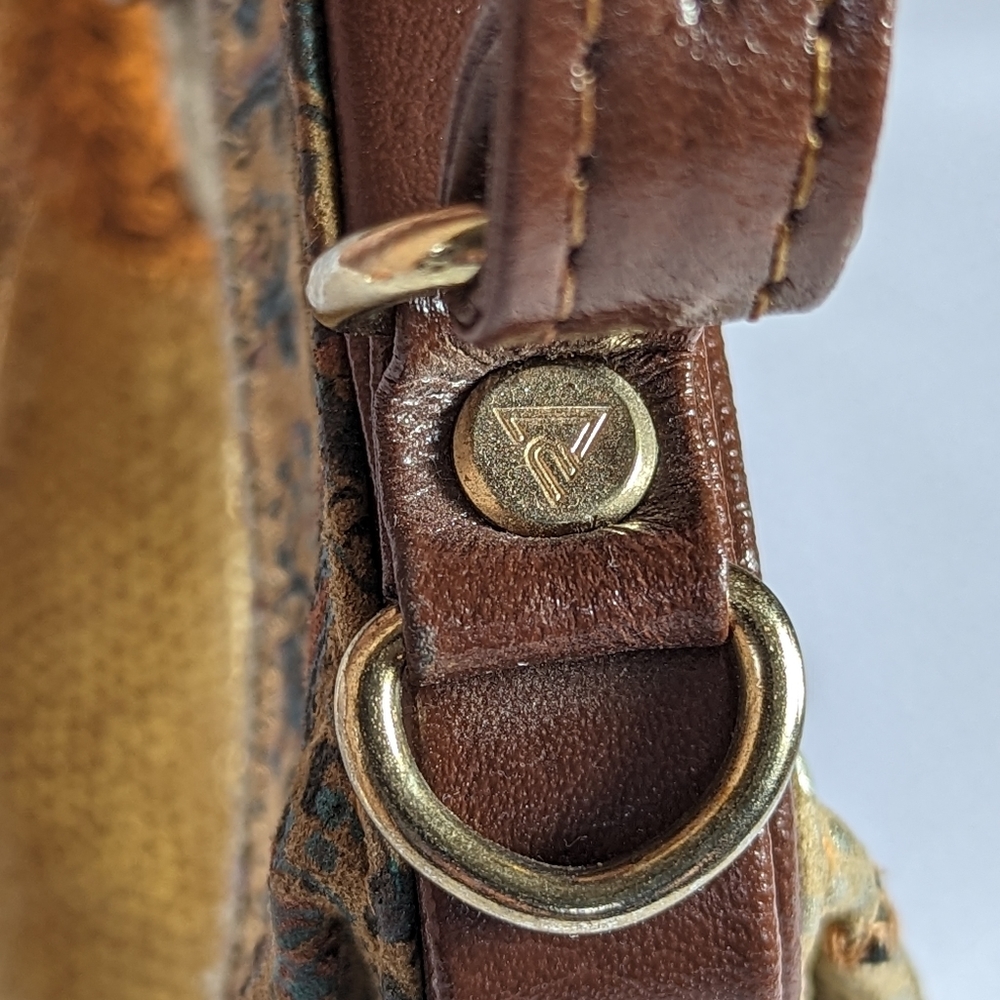 Vintage Agacci Metallic Leather Patchwork Satchel… - image 7